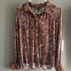 Democracy Purple and Brown Floral Blouse